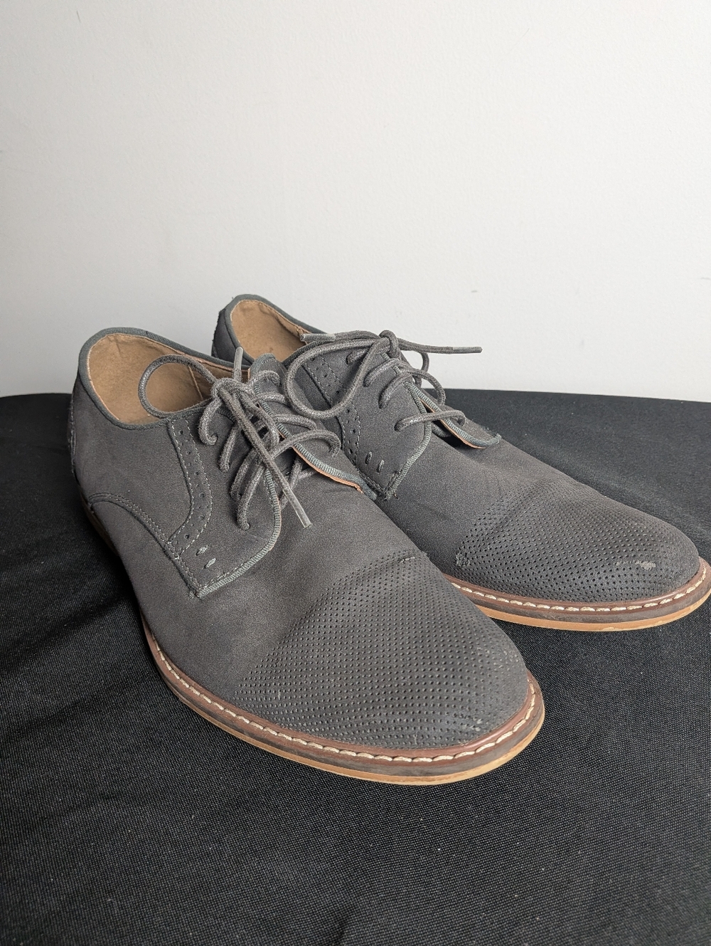 Steve Madden Alk Gray Suede Dress Shoes Men's Derby Oxfords Sz 9.5 - Picture 1 of 11